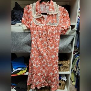 Free People mini dress with ruffles and collar